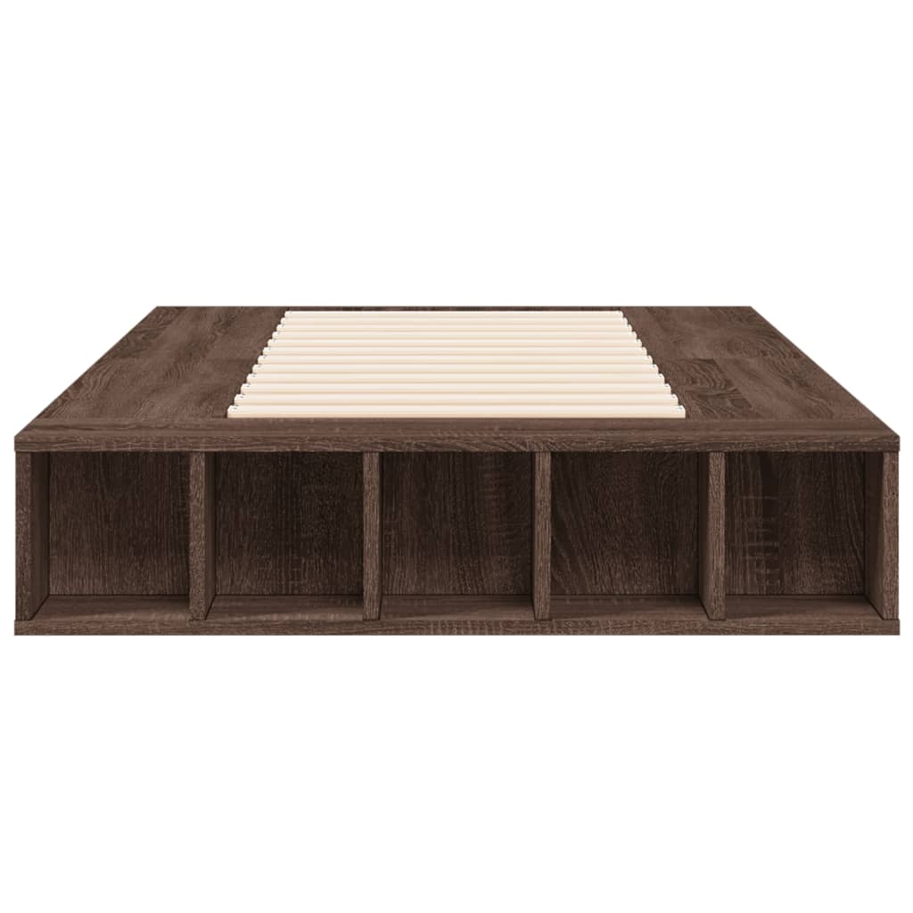 vidaXL Bedframe bewerkt hout bruin eikenkleur 75x190 cm, foto 4