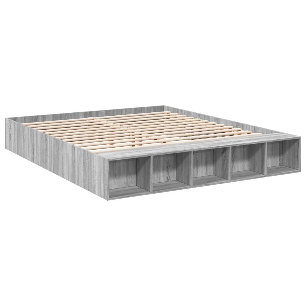 vidaXL Bedframe bewerkt hout grijs sonoma eikenkleurig 200x200 cm afbeelding