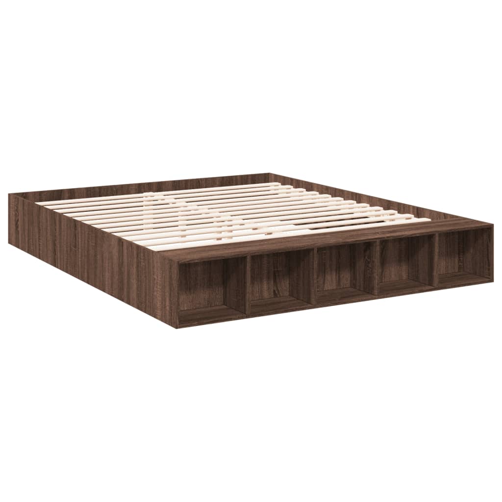 vidaXL Bedframe bewerkt hout bruin eikenkleur 200x200 cm afbeelding