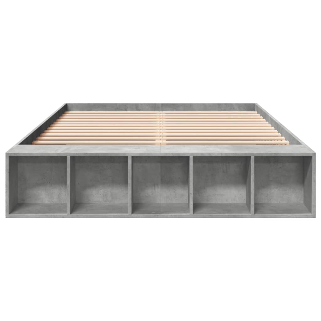 vidaXL Bedframe bewerkt hout betongrijs 160x200 cm grijs, foto 4