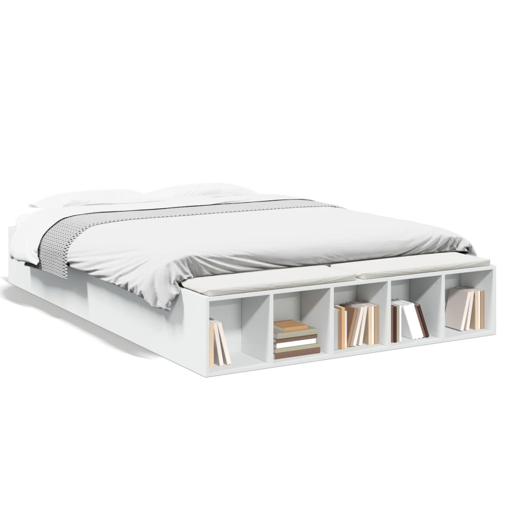 vidaXL Cadru de pat, alb, 150x200 cm, lemn prelucrat