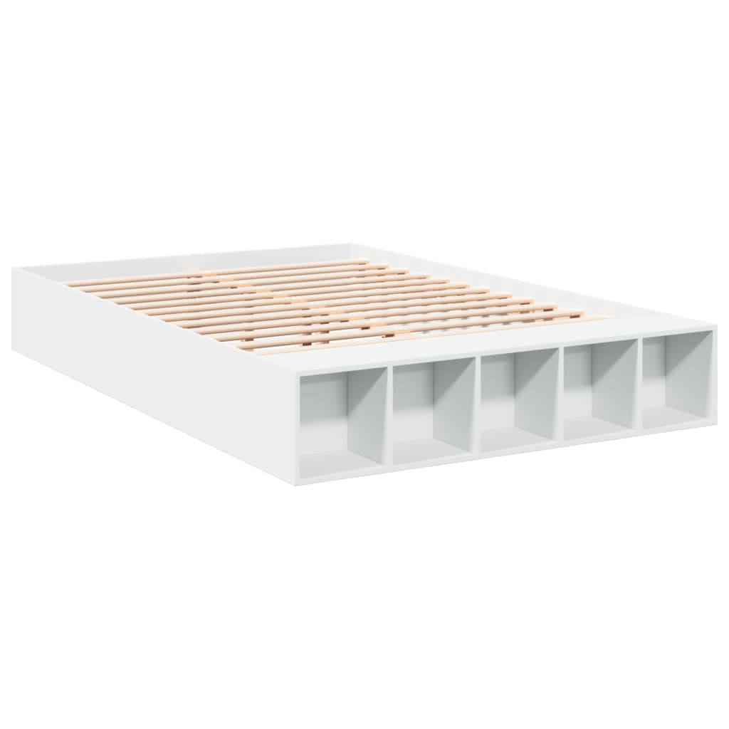 vidaXL Bedframe bewerkt hout wit 150x200 cm, foto 2