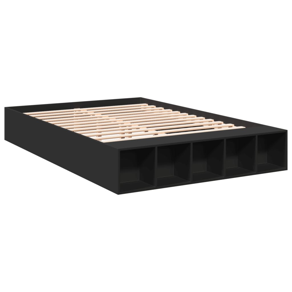 vidaXL Bedframe bewerkt hout zwart 150x200 cm afbeelding