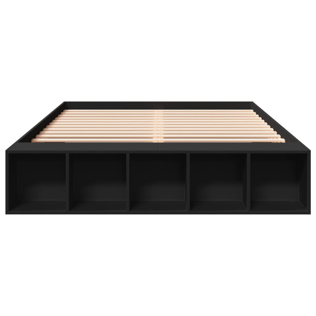 vidaXL Bedframe bewerkt hout zwart 150x200 cm, foto 4