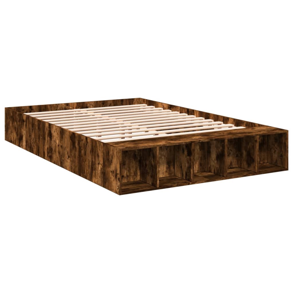 vidaXL Bedframe bewerkt hout gerookt eikenkleurig 150x200 cm afbeelding