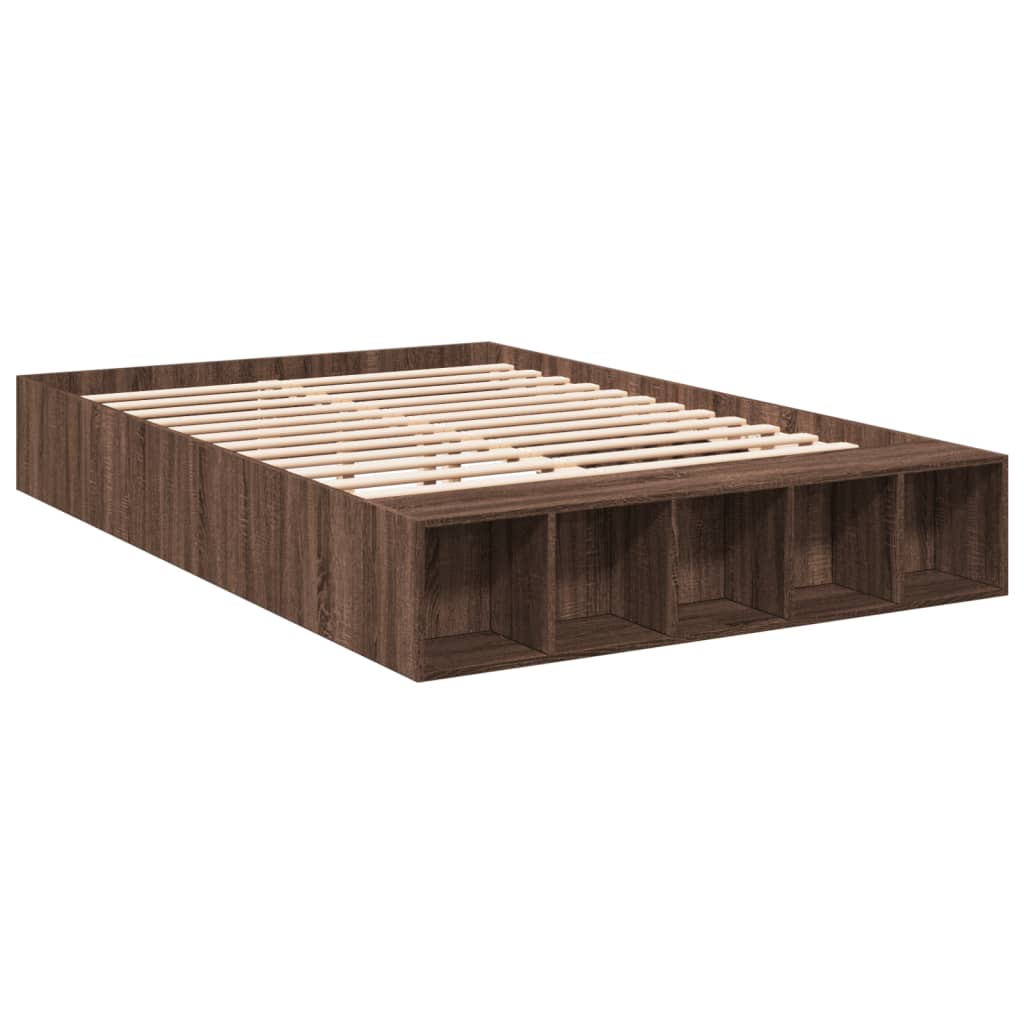 vidaXL Bedframe bewerkt hout bruin eikenkleur 150x200 cm afbeelding