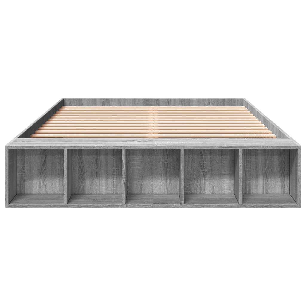 vidaXL Bedframe bewerkt hout grijs sonoma eikenkleurig 140x200 cm, foto 4