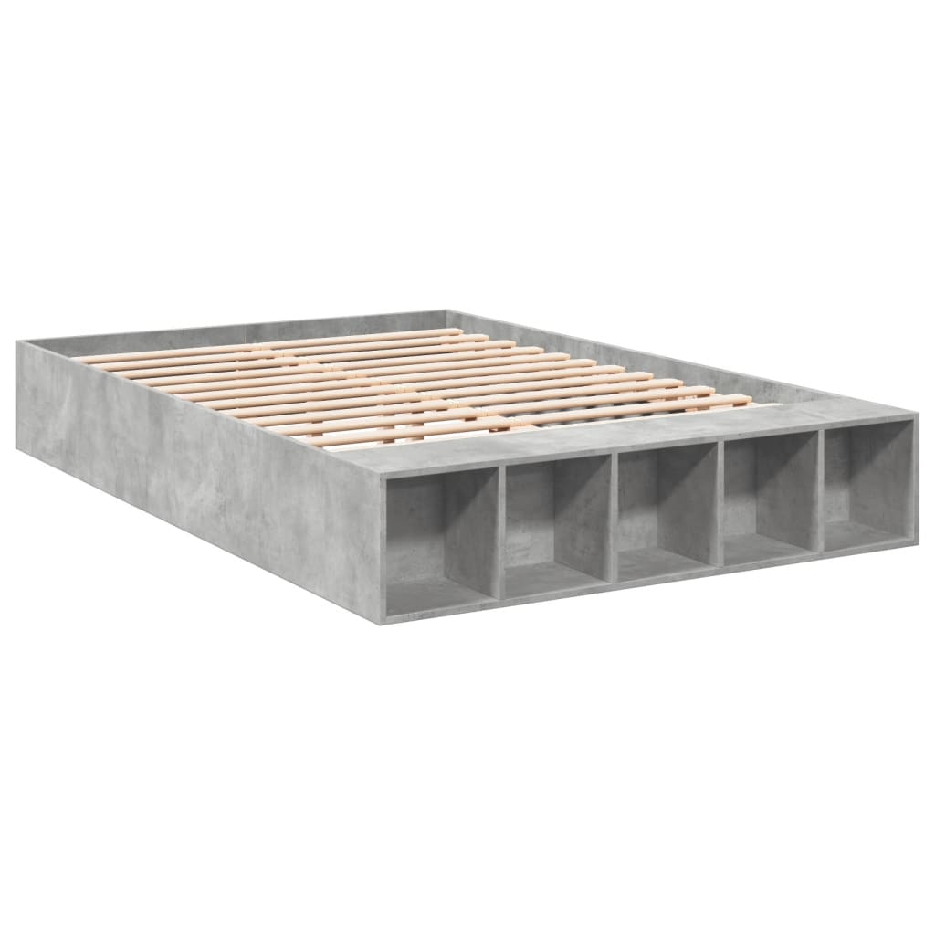 vidaXL Bedframe bewerkt hout betongrijs 140x190 cm afbeelding