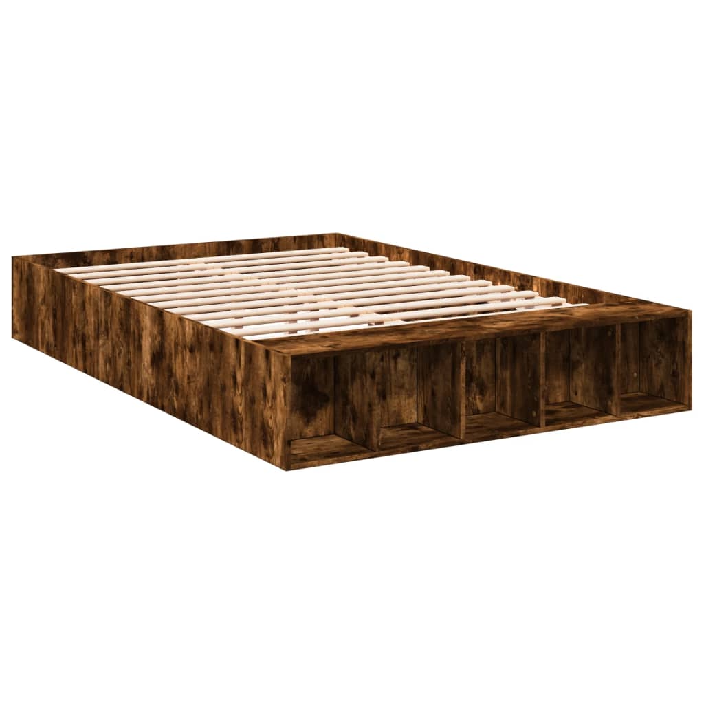 vidaXL Bedframe bewerkt hout gerookt eikenkleurig 140x190 cm afbeelding