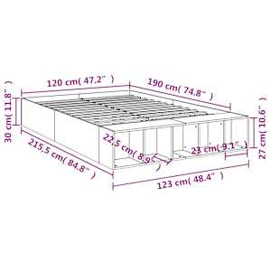 Rám postele betonově šedý 120 x 190 cm kompozitní dřevo - obrázek 10
