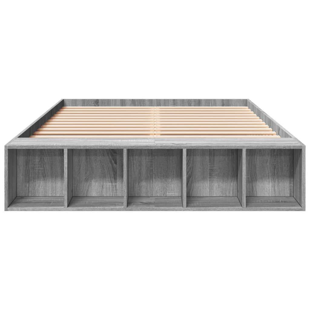 vidaXL Bedframe bewerkt hout grijs sonoma eikenkleurig 120x190 cm, foto 4