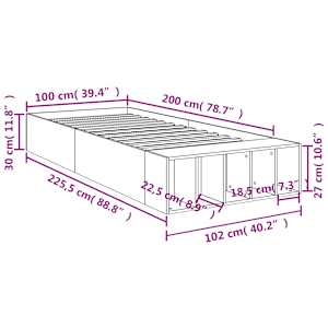 Rám postele bílý 100 x 200 cm kompozitní dřevo - obrázek 10