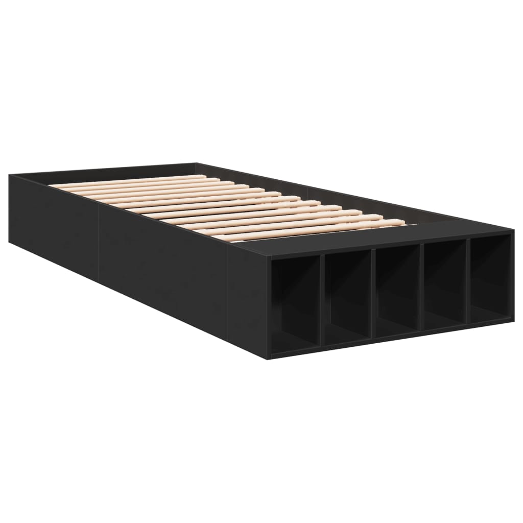 vidaXL Bedframe bewerkt hout zwart 100x200 cm afbeelding