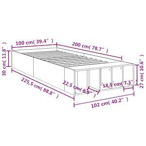 Rám postele betonově šedý 100 x 200 cm kompozitní dřevo - obrázek 10