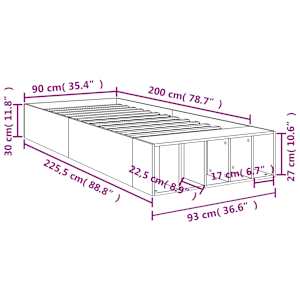 Rám postele bílý 90 x 200 cm kompozitní dřevo - obrázek 10