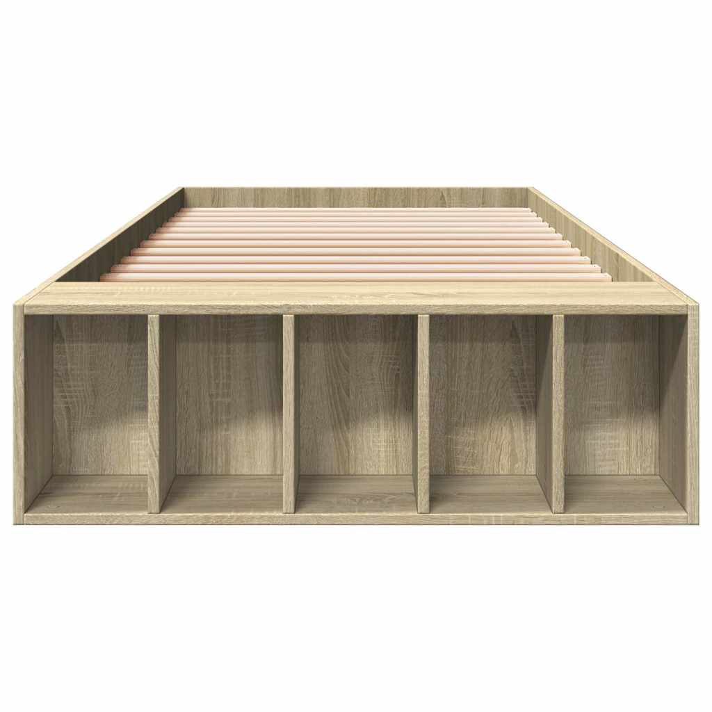 vidaXL Bedframe bewerkt hout sonoma eikenkleurig 90x200 cm, foto 4