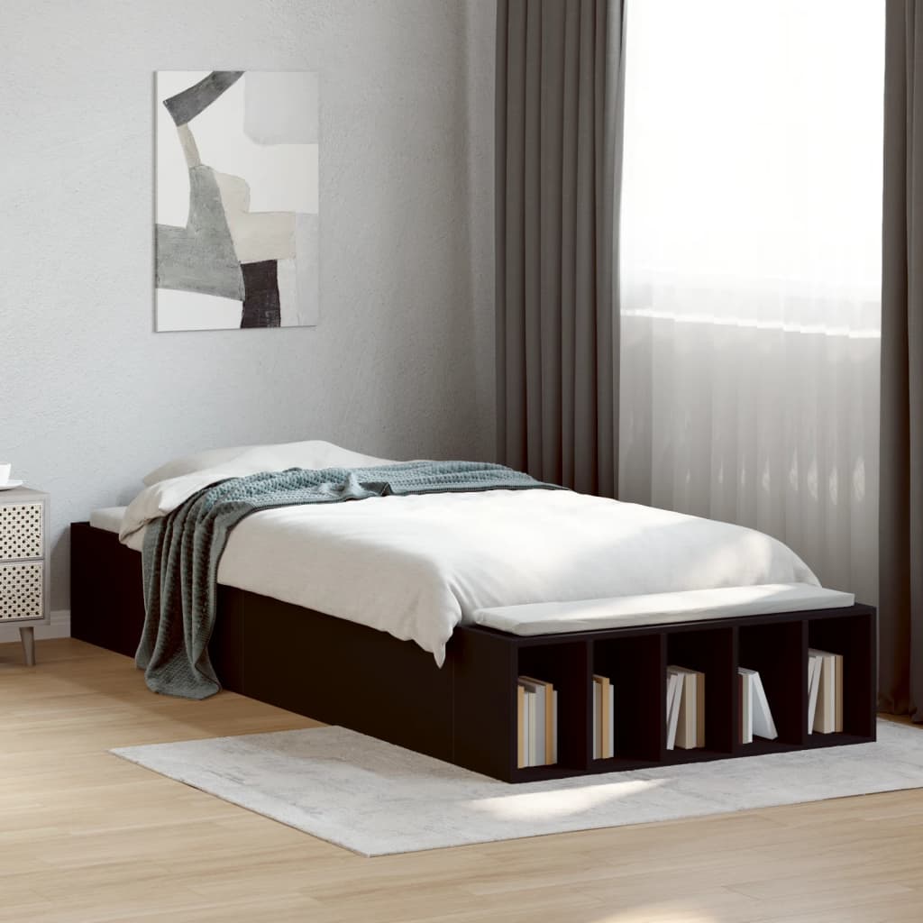 vidaXL Bettgestell Schwarz 90x190 cm Holzwerkstoff