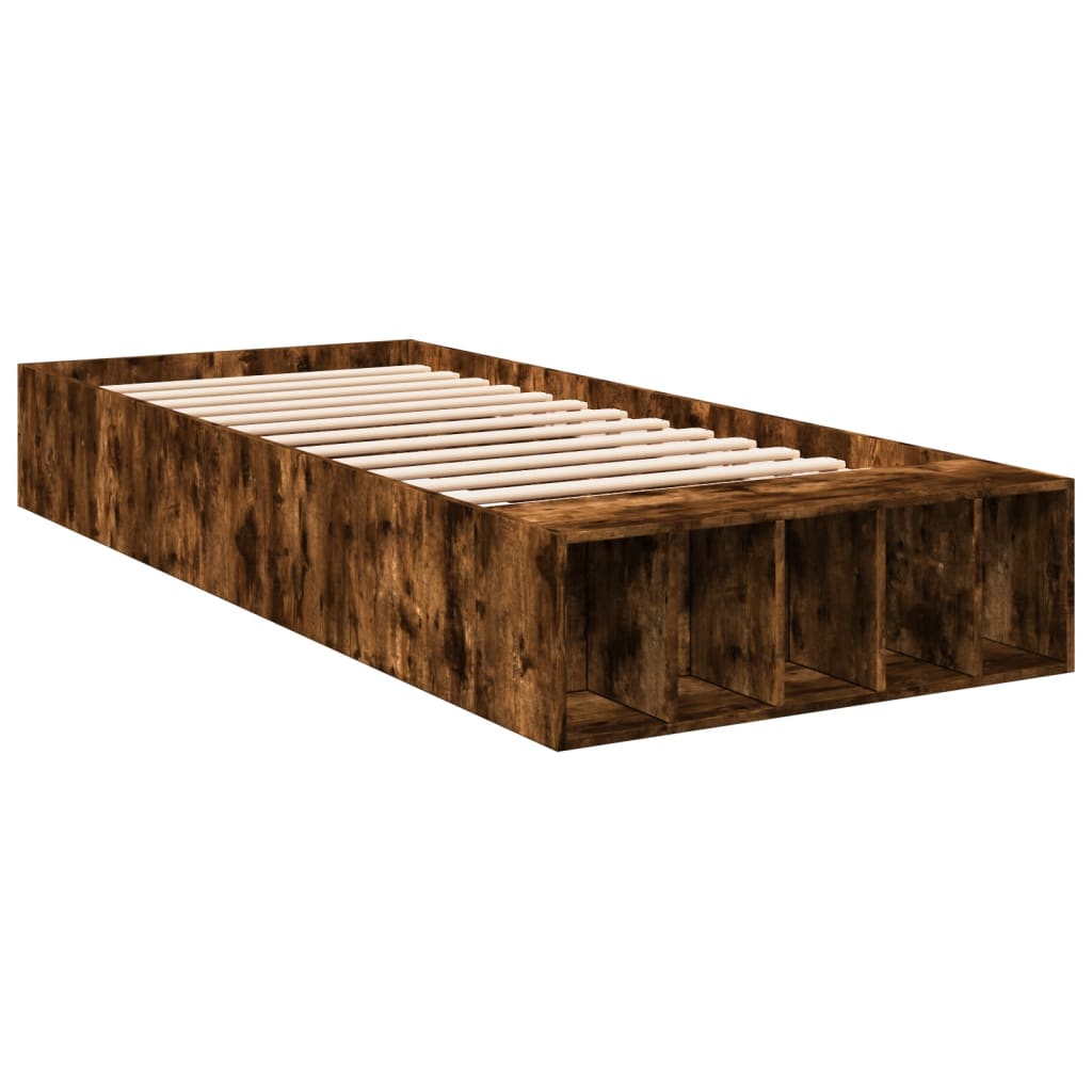 vidaXL Bedframe bewerkt hout gerookt eikenkleurig 90x190 cm afbeelding
