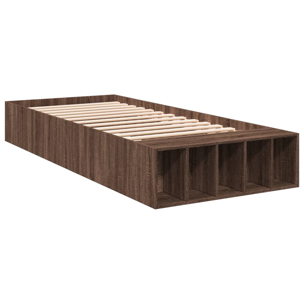 vidaXL Bedframe bewerkt hout bruin eikenkleur 90x190 cm afbeelding