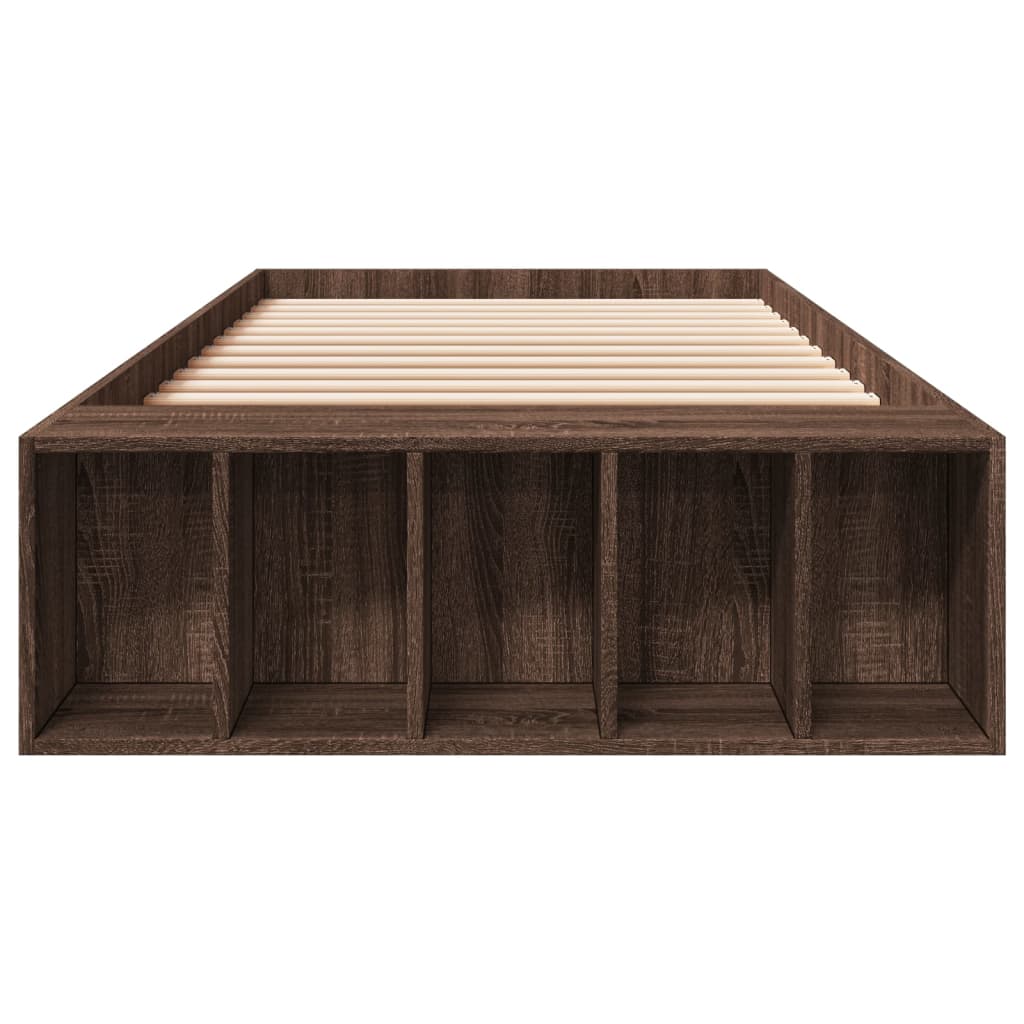 vidaXL Bedframe bewerkt hout bruin eikenkleur 90x190 cm, foto 4