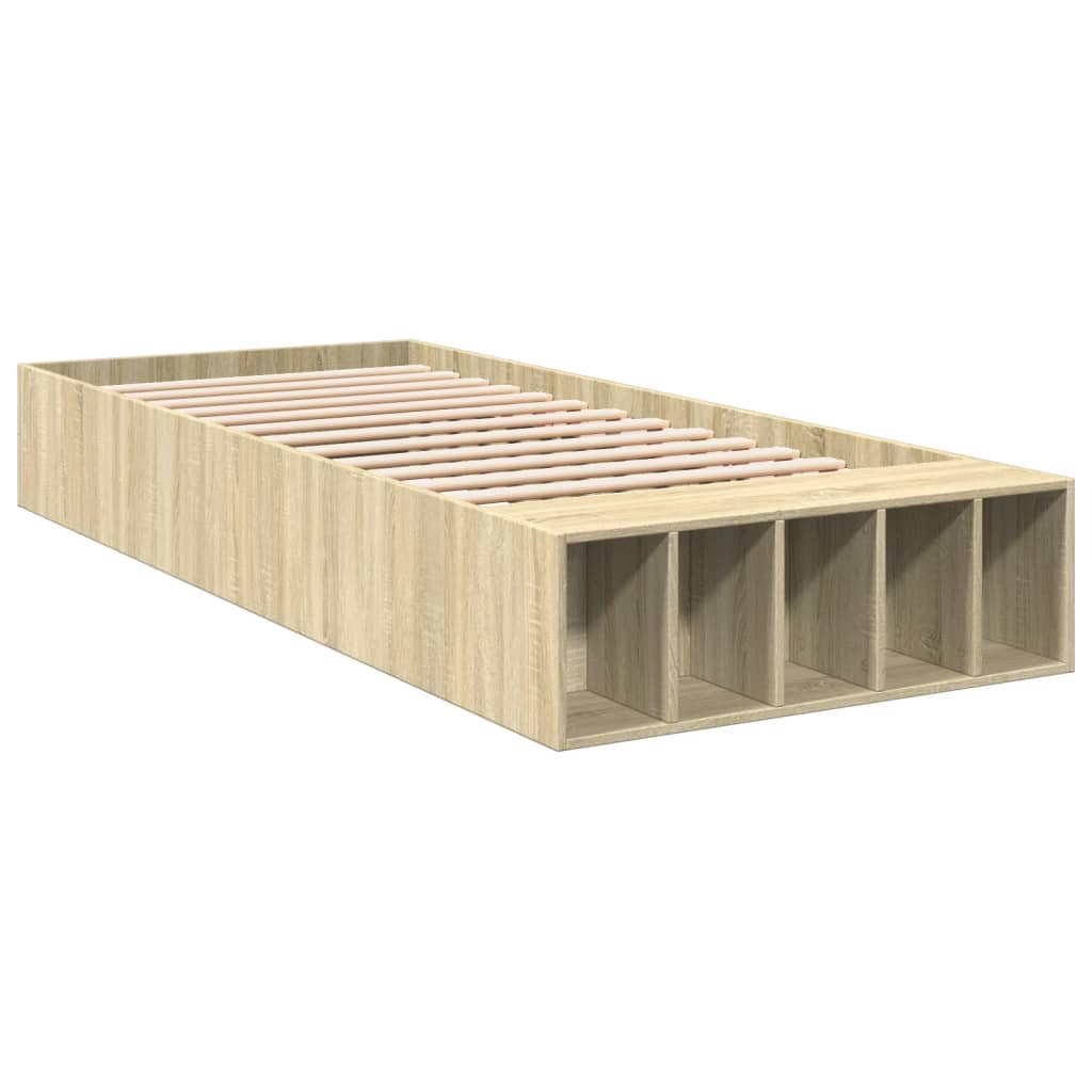 vidaXL Bedframe bewerkt hout sonoma eikenkleurig 75x190 cm afbeelding