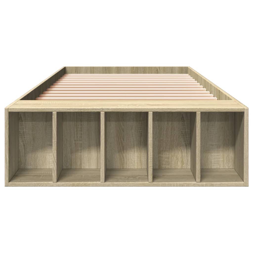 vidaXL Bedframe bewerkt hout sonoma eikenkleurig 75x190 cm, foto 4