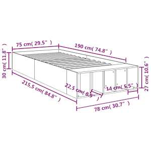 Rám postele betonově šedý 75 x 190 cm kompozitní dřevo - obrázek 10