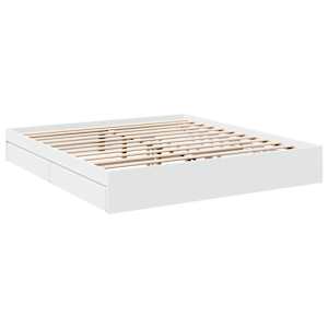 Rám postele se zásuvkami bílý 200 x 200 cm kompozitní dřevo - obrázek 6