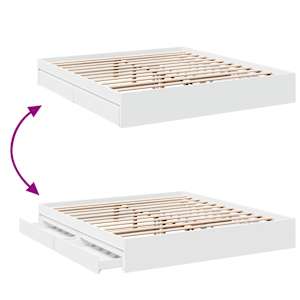 Rám postele se zásuvkami bílý 200 x 200 cm kompozitní dřevo - obrázek 7