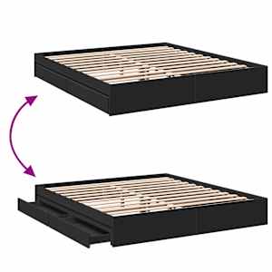 Rám postele se zásuvkami černý 200 x 200 cm kompozitní dřevo - obrázek 7