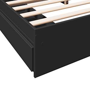 Rám postele se zásuvkami černý 200 x 200 cm kompozitní dřevo - obrázek 8