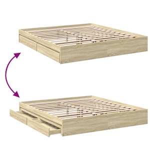 Rám postele se zásuvkami dub sonoma 200x200 cm kompozitní dřevo - obrázek 7