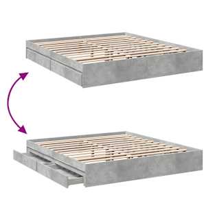 Rám postele se zásuvkami betonově šedý 200 x 200 cm kompozit - obrázek 7