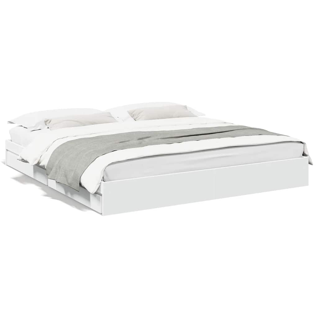 VidaXL Bedframe Met Lades Bewerkt Hout Wit 180x200 Cm