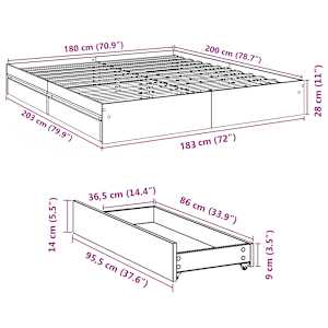Rám postele se zásuvkami bílý 180 x 200 cm kompozitní dřevo - obrázek 10