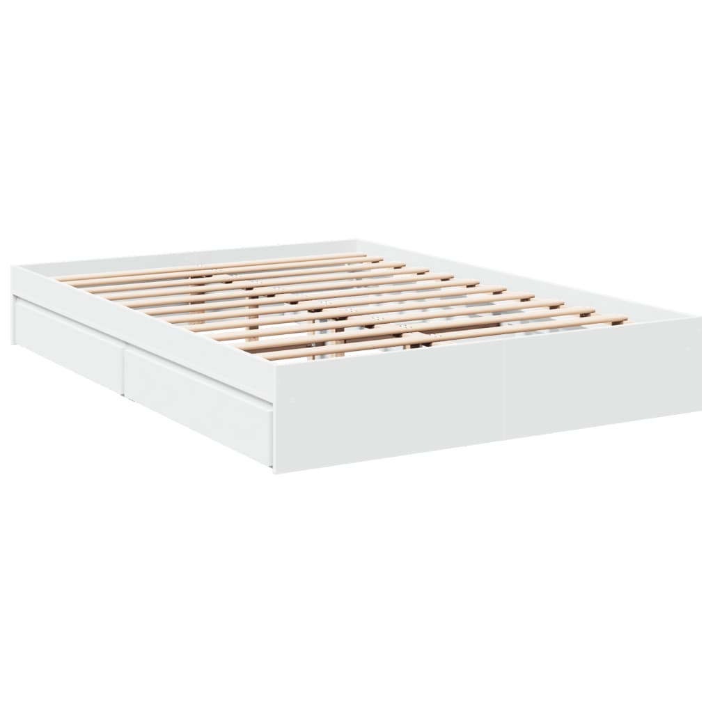 vidaXL Bedframe met lades bewerkt hout wit 150x200 cm afbeelding