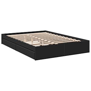 Rám postele se zásuvkami černý 150 x 200 cm kompozitní dřevo - obrázek 3