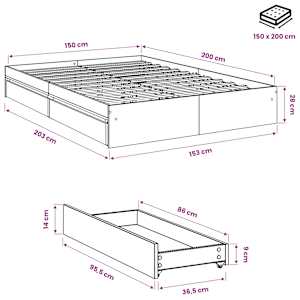 Rám postele se zásuvkami černý 150 x 200 cm kompozitní dřevo - obrázek 10