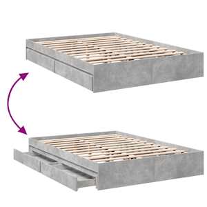 Rám postele se zásuvkami betonově šedý 150 x 200 cm kompozit - obrázek 7