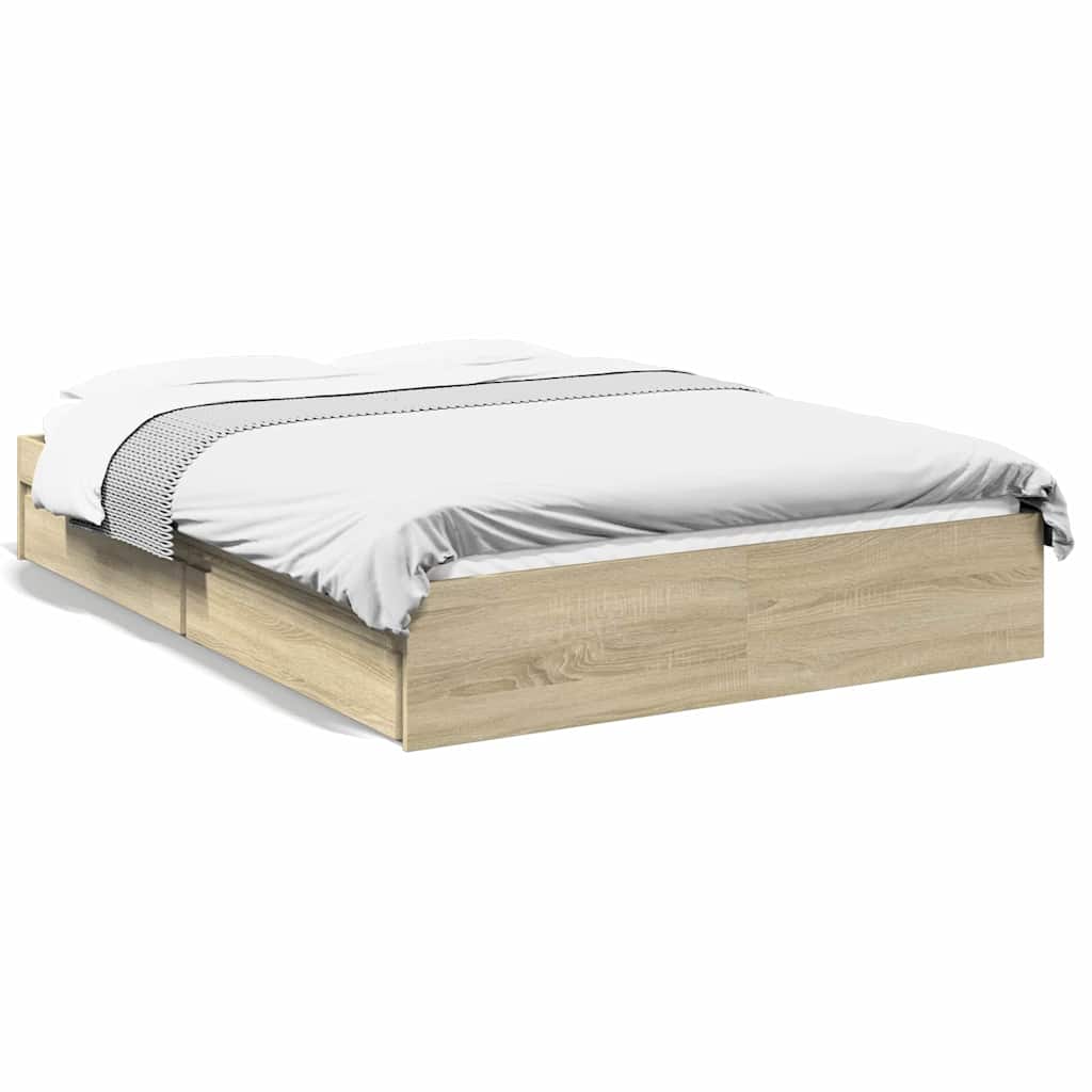 vidaXL Bedframe met lades bewerkt hout sonoma eikenkleurig 140x200 cm, foto 3