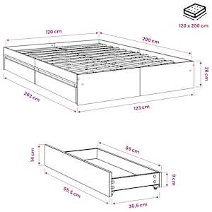 Rám postele se zásuvkami betonově šedý 120 x 200 cm kompozit - obrázek 10