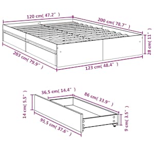 Rám postele se zásuvkami hnědý dub 120x200 cm kompozitní dřevo - obrázek 10