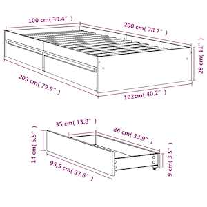 Rám postele se zásuvkami bílý 100 x 200 cm kompozitní dřevo - obrázek 10
