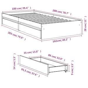 Rám postele se zásuvkami dub sonoma 100x200 cm kompozitní dřevo - obrázek 10