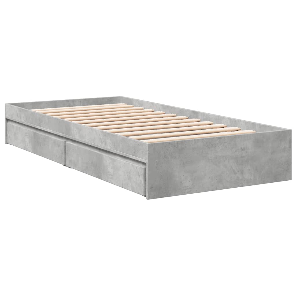 vidaXL Bedframe met lades bewerkt hout betongrijs 100x200 cm afbeelding