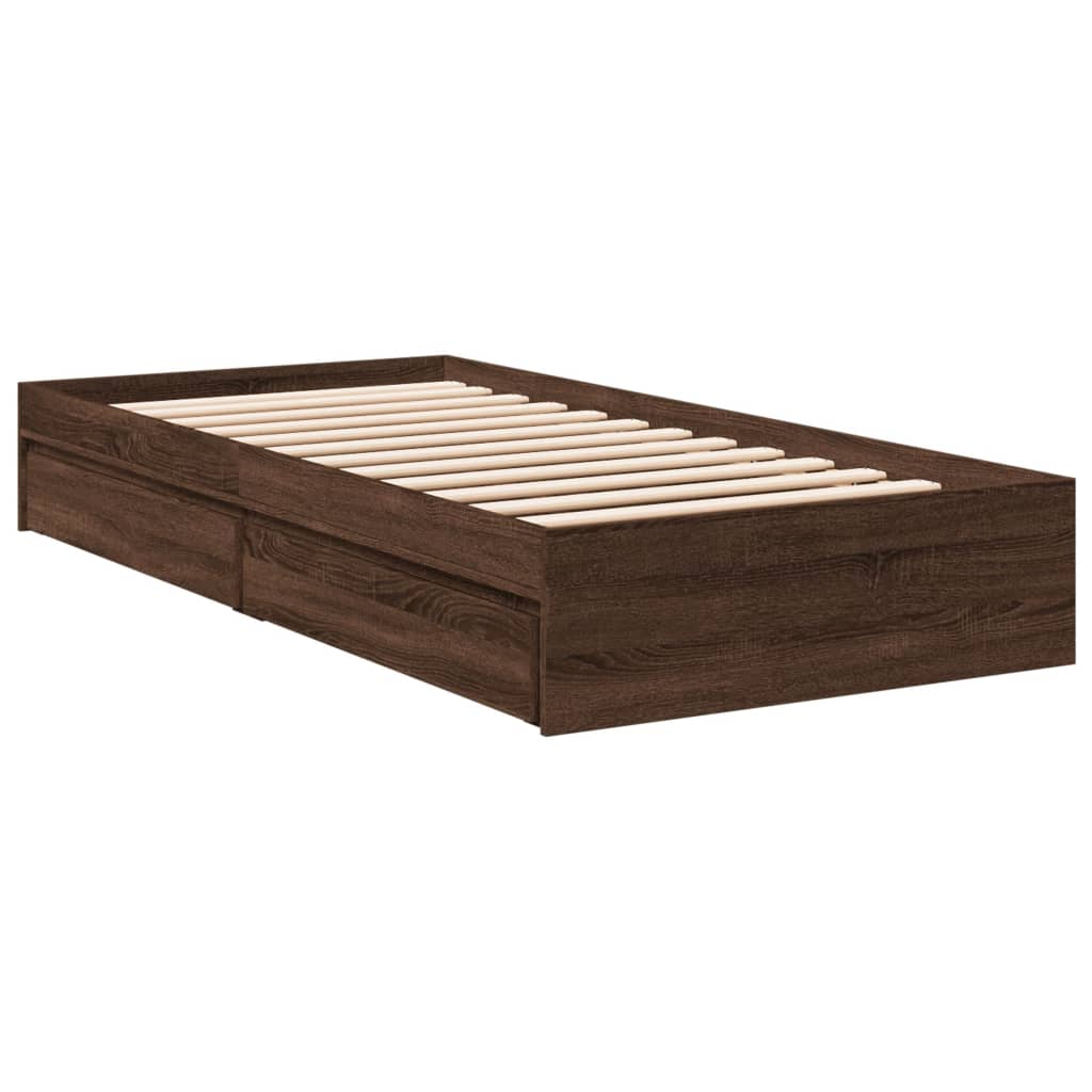 vidaXL Bedframe met lades bewerkt hout bruin eikenkleurig 90x200 cm afbeelding