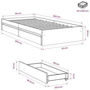 Rám postele se zásuvkami hnědý dub 90x200 cm kompozitní dřevo - obrázek 10