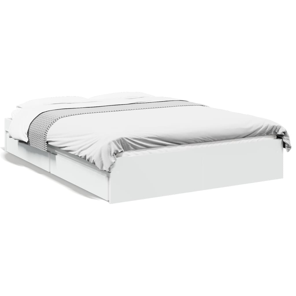 VidaXL Bedframe Met Lades Bewerkt Hout Wit 140x190 Cm
