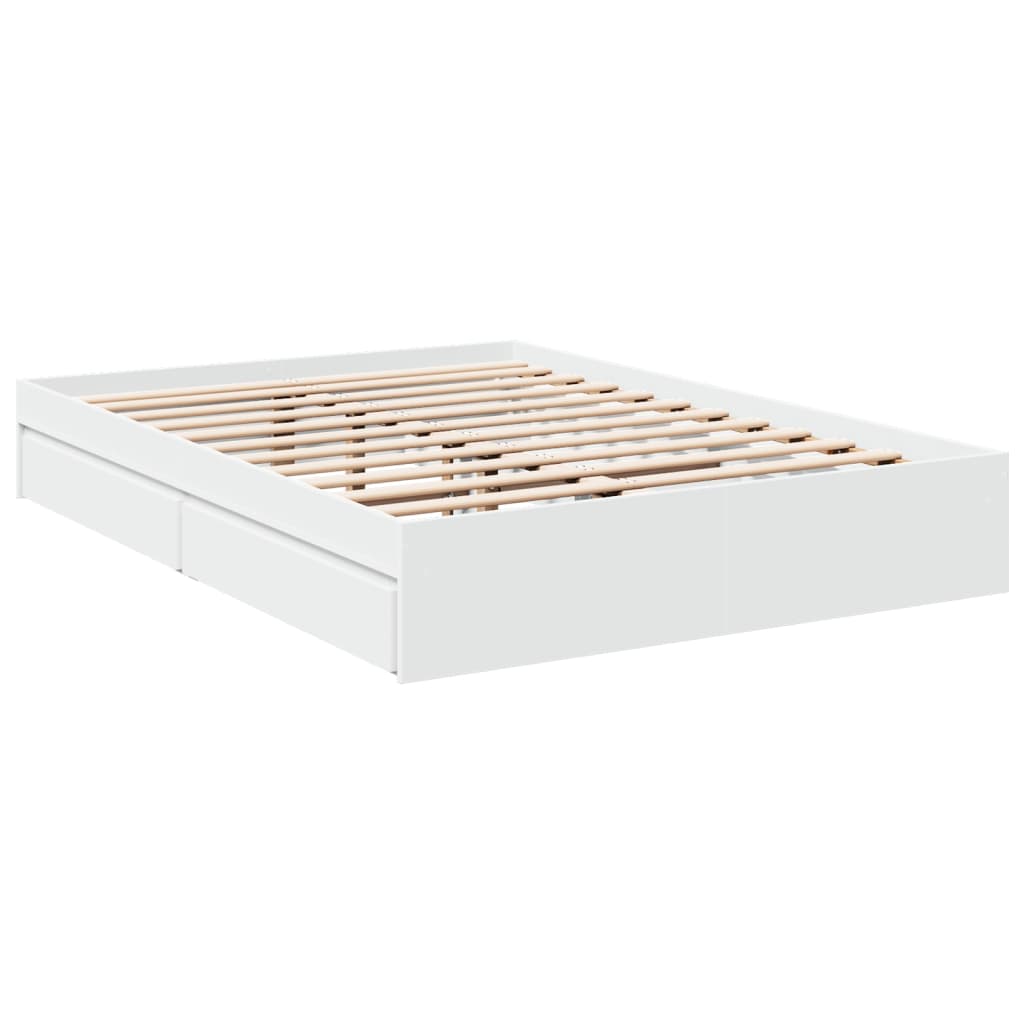 vidaXL Bedframe met lades bewerkt hout wit 140x190 cm afbeelding