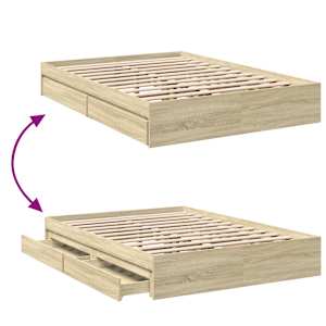 Rám postele se zásuvkami dub sonoma 140x190 cm kompozitní dřevo - obrázek 7